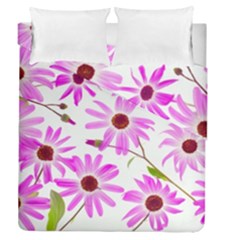 Pink Purple Daisies Design Flowers Duvet Cover Double Side (queen Size) by Pakrebo