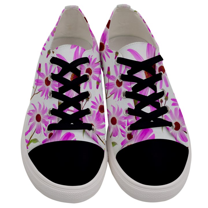 Pink Purple Daisies Design Flowers Men s Low Top Canvas Sneakers