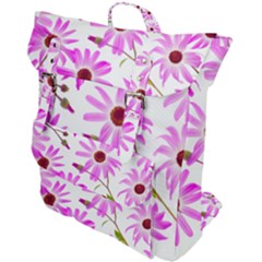 Pink Purple Daisies Design Flowers Buckle Up Backpack by Pakrebo