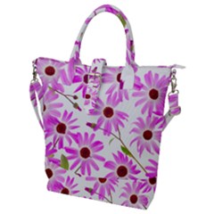 Pink Purple Daisies Design Flowers Buckle Top Tote Bag by Pakrebo