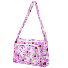 Pink Purple Daisies Design Flowers Front Pocket Crossbody Bag by Pakrebo