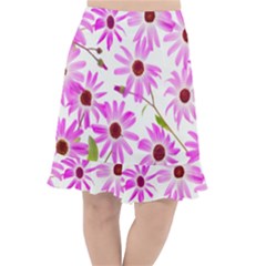 Pink Purple Daisies Design Flowers Fishtail Chiffon Skirt