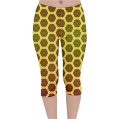 Digital Art Art Artwork Abstract Yellow Velvet Capri Leggings  by Pakrebo