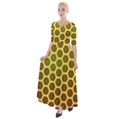 Digital Art Art Artwork Abstract Yellow Half Sleeves Maxi Dress