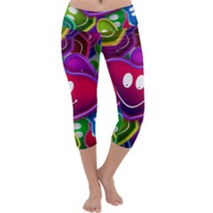 Heart Smile Love Many Friendly Capri Yoga Leggings by Pakrebo