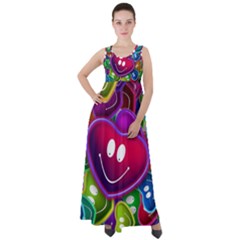 Heart Smile Love Many Friendly Empire Waist Velour Maxi Dress