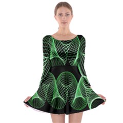 Abstract Desktop Background Green Long Sleeve Skater Dress by Pakrebo