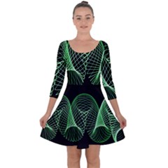 Abstract Desktop Background Green Quarter Sleeve Skater Dress by Pakrebo