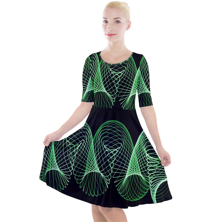 Abstract Desktop Background Green Quarter Sleeve A-Line Dress