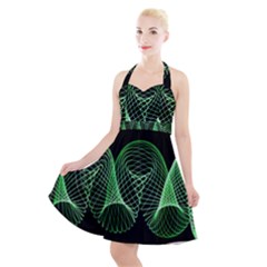 Abstract Desktop Background Green Halter Party Swing Dress  by Pakrebo