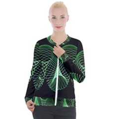 Abstract Desktop Background Green Casual Zip Up Jacket