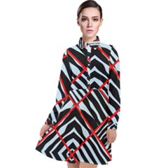 Model Abstract Texture Geometric Long Sleeve Chiffon Shirt Dress by Pakrebo