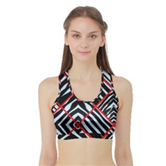 Model Abstract Texture Geometric Sports Bra With Border by Pakrebo