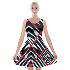 Model Abstract Texture Geometric Velvet Skater Dress by Pakrebo