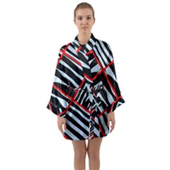 Model Abstract Texture Geometric Long Sleeve Kimono Robe by Pakrebo