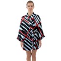 Model Abstract Texture Geometric Long Sleeve Kimono Robe View1