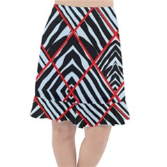 Model Abstract Texture Geometric Fishtail Chiffon Skirt