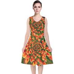 Tulips Arrangement Many Blossom V-neck Midi Sleeveless Dress  by Pakrebo