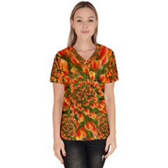 Tulips Arrangement Many Blossom Women s V-neck Scrub Top by Pakrebo