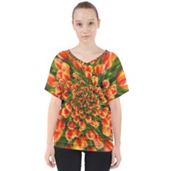 Tulips Arrangement Many Blossom V-neck Dolman Drape Top by Pakrebo