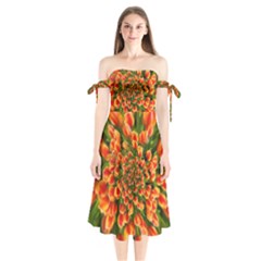 Tulips Arrangement Many Blossom Shoulder Tie Bardot Midi Dress by Pakrebo