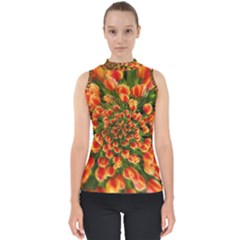 Tulips Arrangement Many Blossom Mock Neck Shell Top by Pakrebo