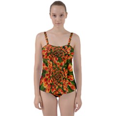 Tulips Arrangement Many Blossom Twist Front Tankini Set by Pakrebo