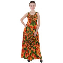 Tulips Arrangement Many Blossom Empire Waist Velour Maxi Dress