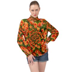 Tulips Arrangement Many Blossom High Neck Long Sleeve Chiffon Top by Pakrebo