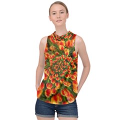 Tulips Arrangement Many Blossom High Neck Satin Top by Pakrebo