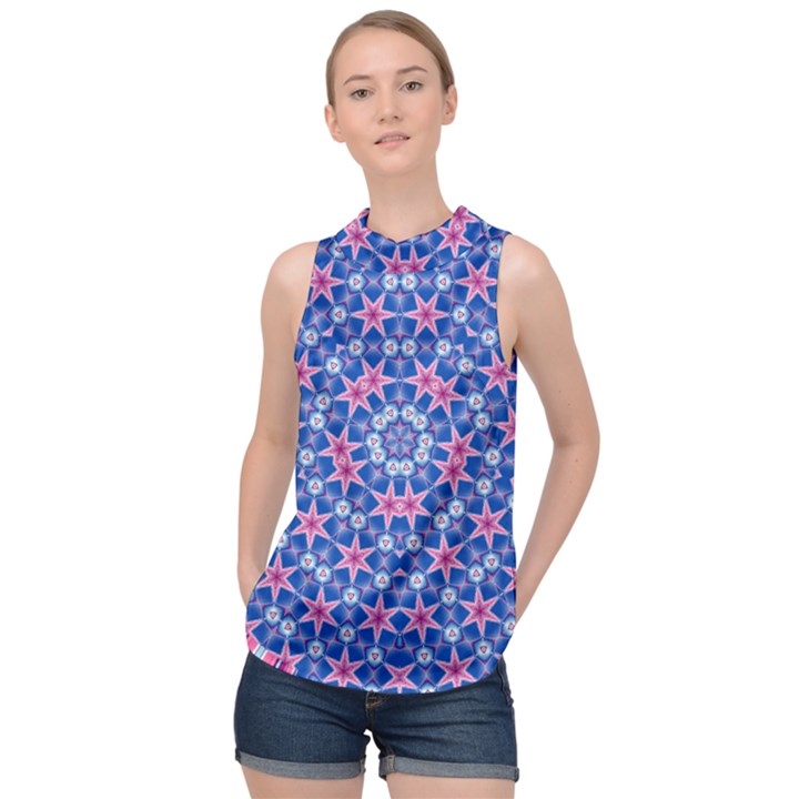 Digital Art Art Artwork Abstract Star High Neck Satin Top