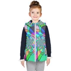 Retro Wave Background Pattern Kids  Hooded Puffer Vest by Pakrebo