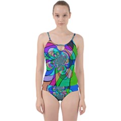 Retro Wave Background Pattern Cut Out Top Tankini Set by Pakrebo