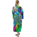 Retro Wave Background Pattern Maxi Tie Front Velour Kimono View2