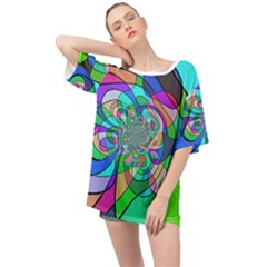 Retro Wave Background Pattern Oversized Chiffon Top