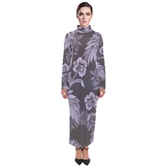 Ornament Flowers Leaf Turtleneck Maxi Dress by Pakrebo