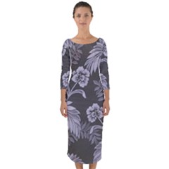 Ornament Flowers Leaf Quarter Sleeve Midi Bodycon Dress by Pakrebo