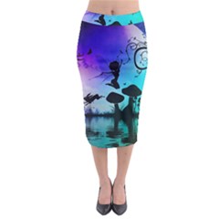 Cute Fairy Dancing In The Night Midi Pencil Skirt by FantasyWorld7