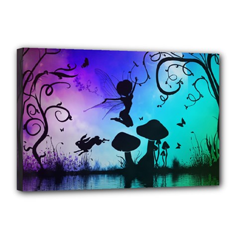 Cute Fairy Dancing In The Night Canvas 18  X 12  (stretched) by FantasyWorld7