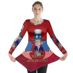 Happy 4th Of July Long Sleeve Tunic  by FantasyWorld7