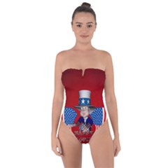 Happy 4th Of July Tie Back One Piece Swimsuit by FantasyWorld7