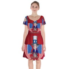 Happy 4th Of July Short Sleeve Bardot Dress by FantasyWorld7