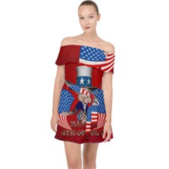 Happy 4th Of July Off Shoulder Chiffon Dress by FantasyWorld7