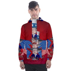 Happy 4th Of July Men s Front Pocket Pullover Windbreaker by FantasyWorld7