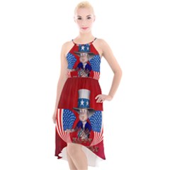 Happy 4th Of July High-low Halter Chiffon Dress  by FantasyWorld7