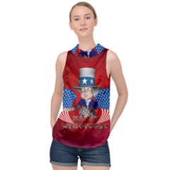 Happy 4th Of July High Neck Satin Top by FantasyWorld7