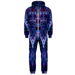 Blue Elegance Elaborate Fractal Fashion Hooded Jumpsuit (men)  by KirstenStar