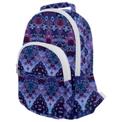 Blue Elegance Elaborate Fractal Fashion Rounded Multi Pocket Backpack by KirstenStar