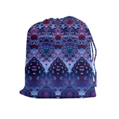 Blue Elegance Elaborate Fractal Fashion Drawstring Pouch (xl)