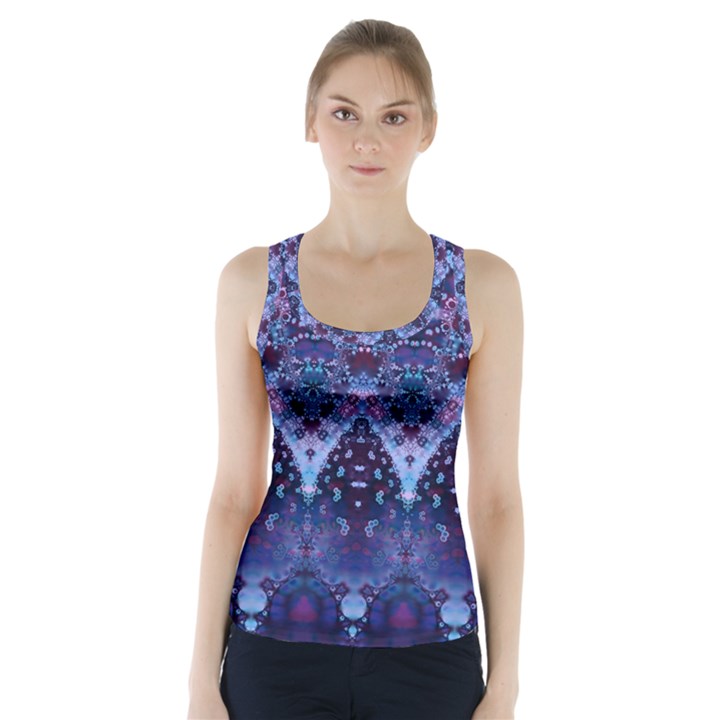 Blue Elegance Elaborate Fractal Fashion Racer Back Sports Top